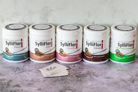 SylliFlor psyllium husk fibre in multiple flavours for digestive and gut health
