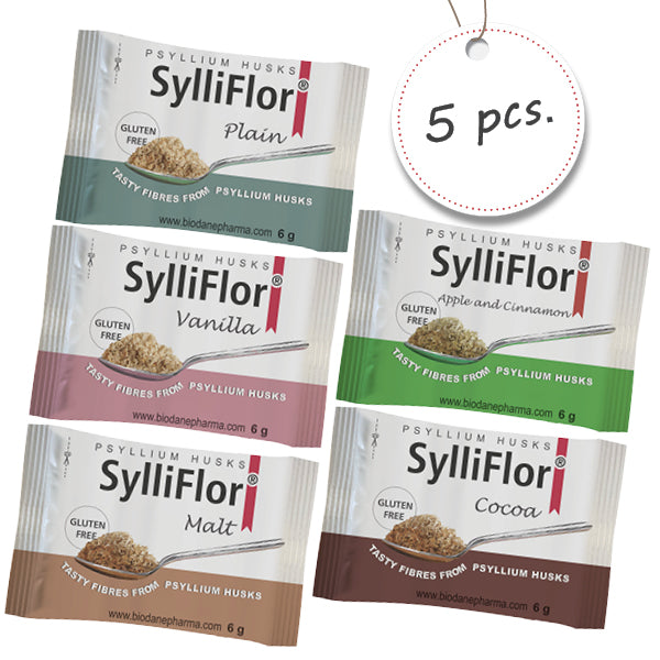 SylliFlor Taster Pack 5 x 6g - (Plain, Apple & Cinnamon, Cacao, Malt & Vanilla) - RoCa Healthcare